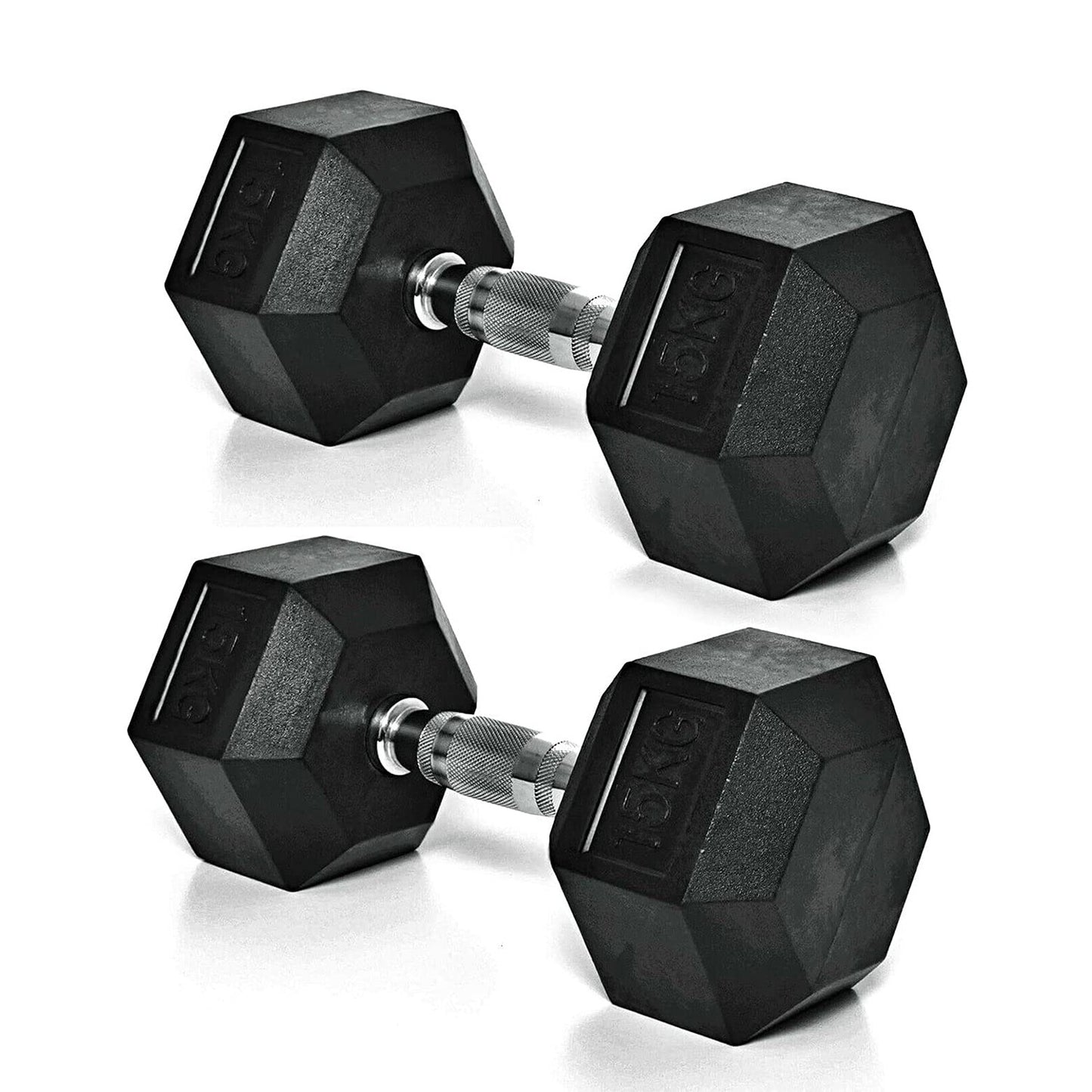 Rubber Encased Hexagonal Dumbell, 2x15 KG, Pair