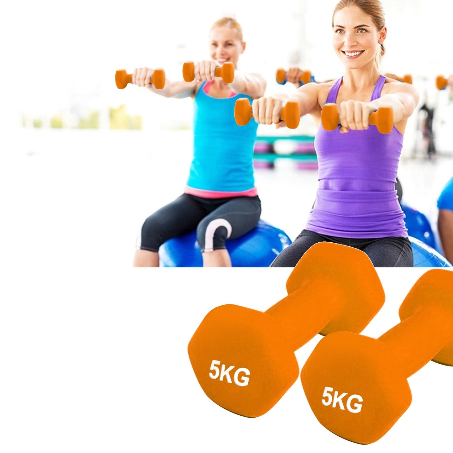 Neoprene Hex Dumbbells 5Kg x 2 - Orange