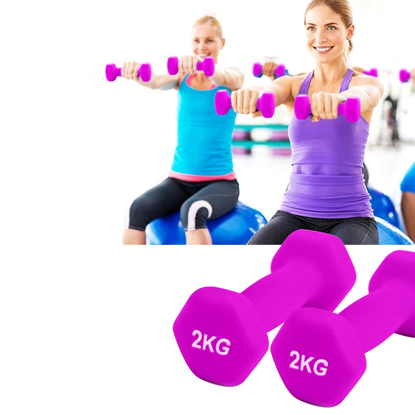 Neoprene Hex Dumbbells 2KG x 2 - Pink