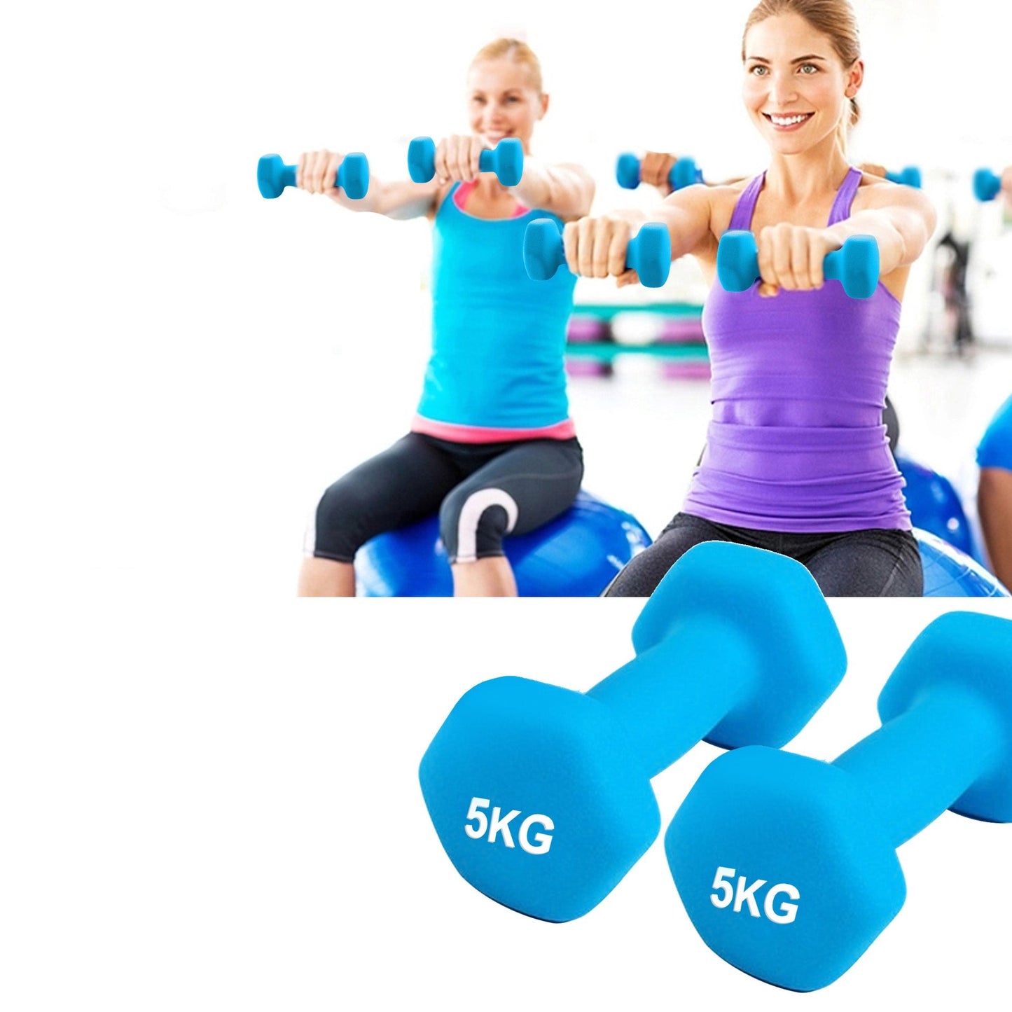 Neoprene Hex Dumbbells 5Kg x 2 - Blue