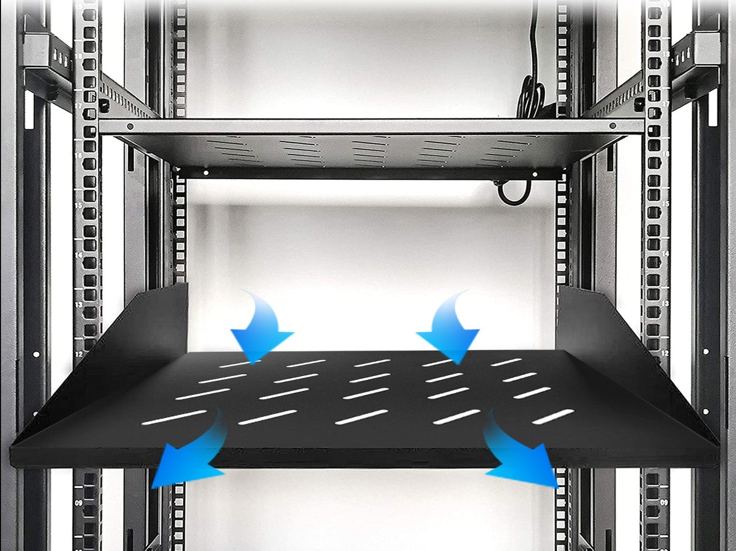 2U 19-inch Black Vented Fixed Shelf For Networking Rack Cabinet/CABSHELF-FE-350