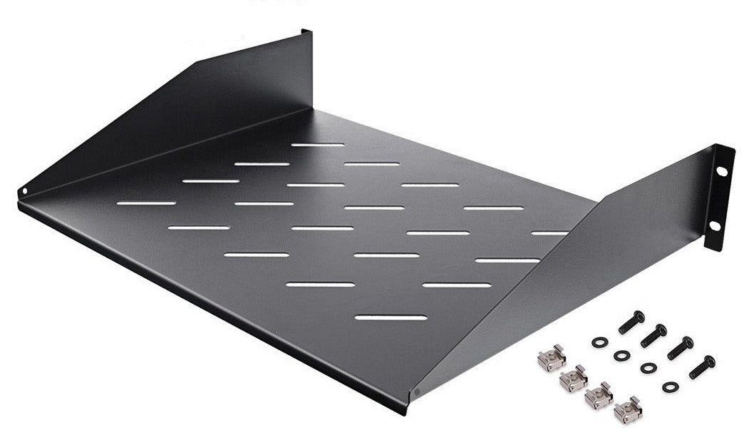 2U 19-inch Black Vented Fixed Shelf For Networking Rack Cabinet/CABSHELF-FE-350