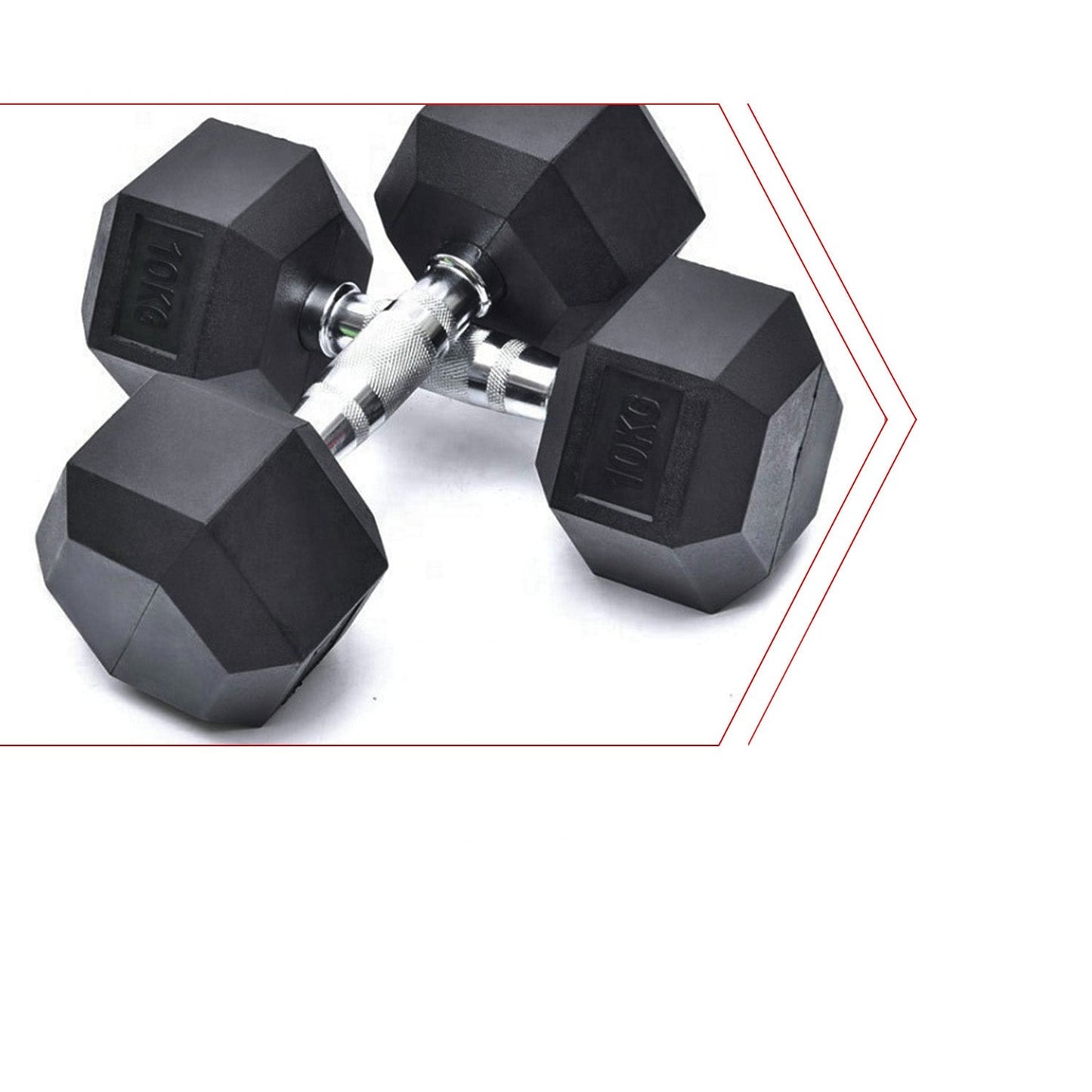 Rubber Encased Hexagonal Dumbell, 2x7,10 KG, Pair