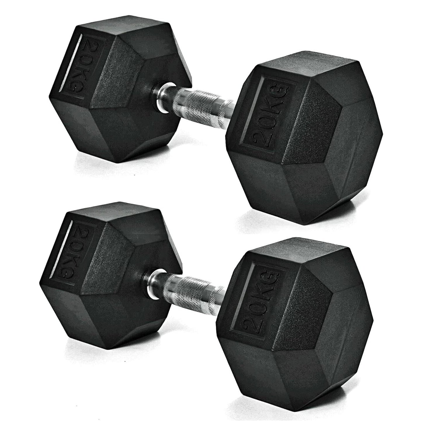 Rubber Encased Hexagonal Dumbell, 2x20 KG, Pair