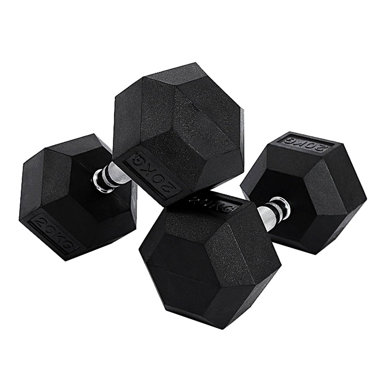 Rubber Encased Hexagonal Dumbell, 2x20 KG, Pair