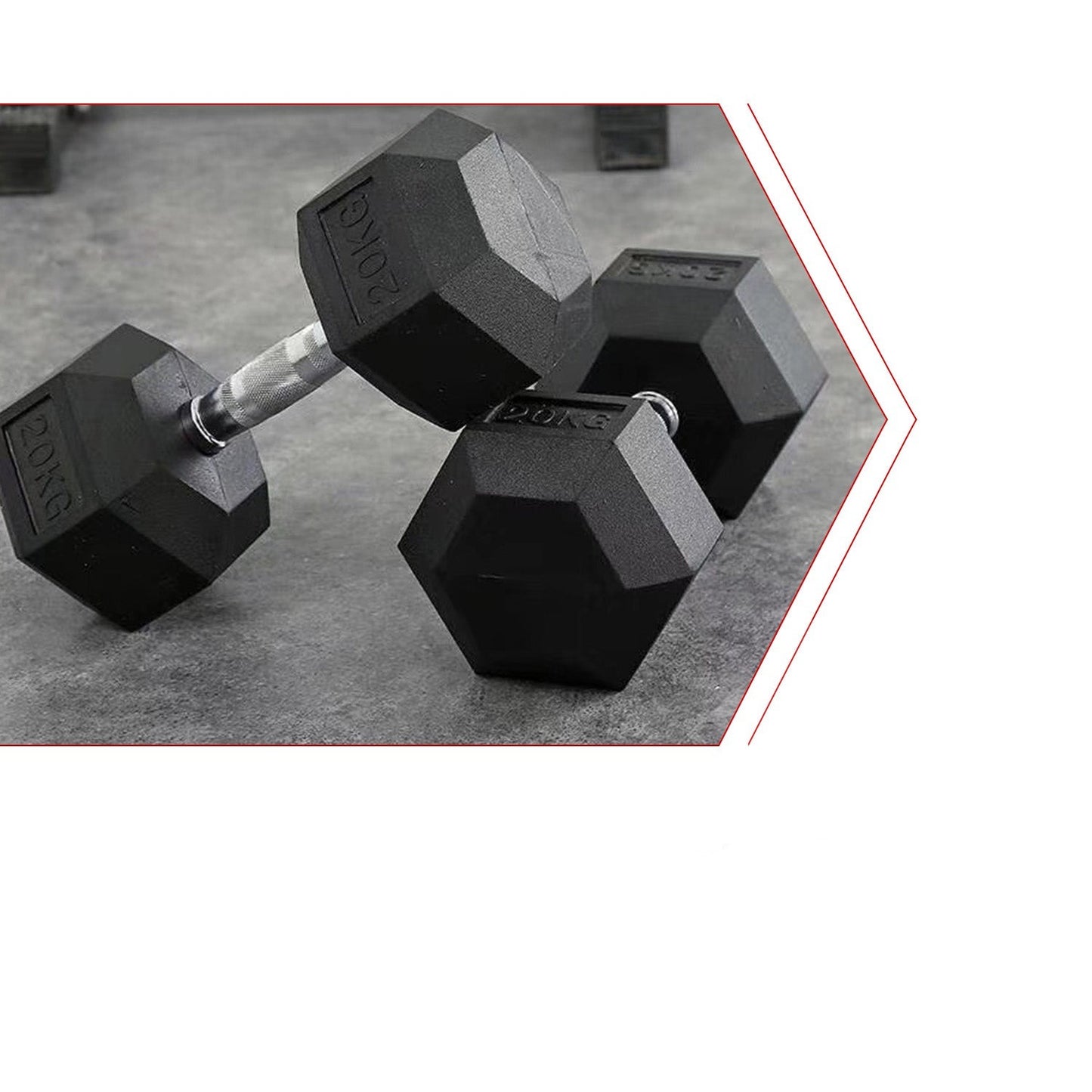 Rubber Encased Hexagonal Dumbell, 2x20 KG, Pair