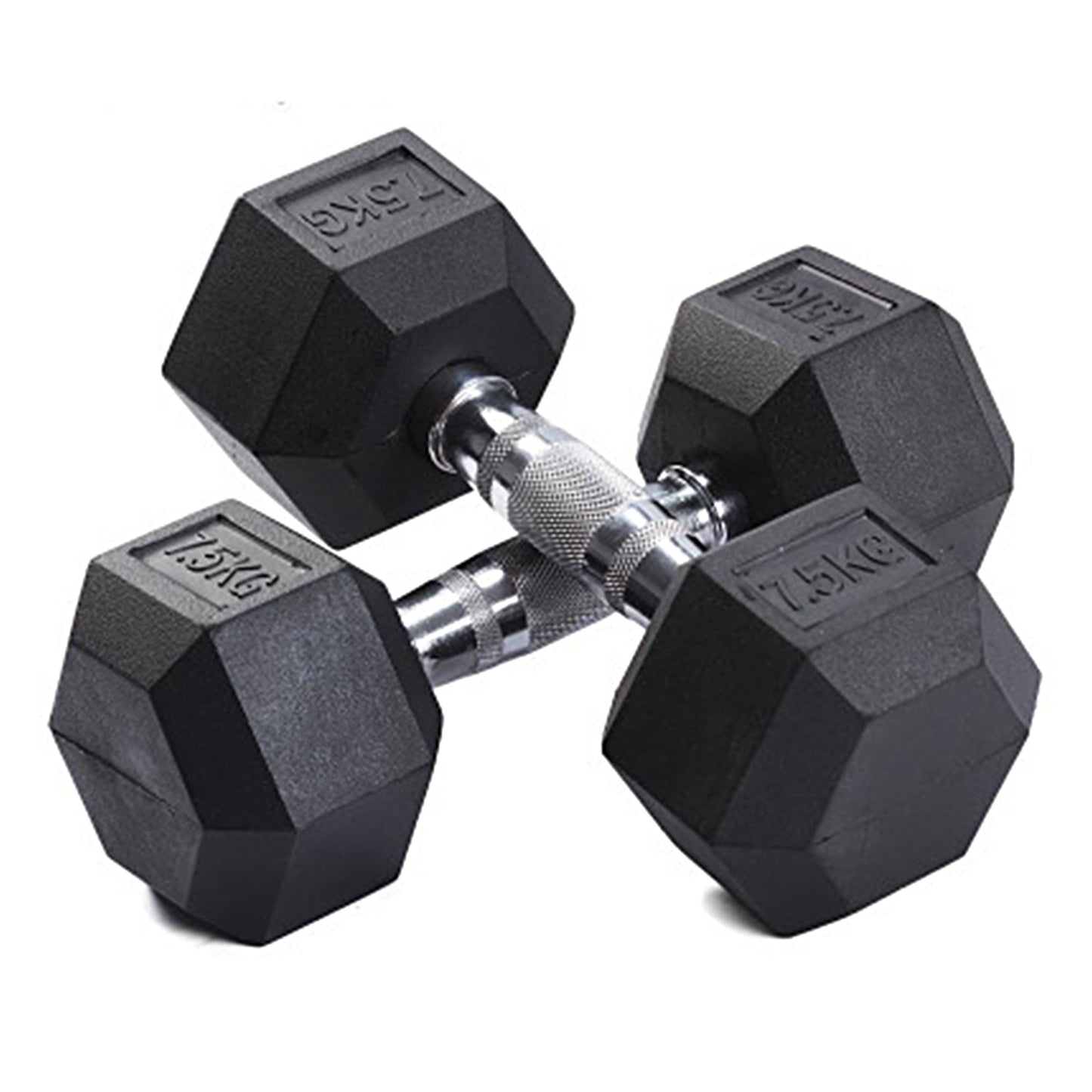 Rubber Encased Hexagonal Dumbell, 2 x 7.5 KG, Pair