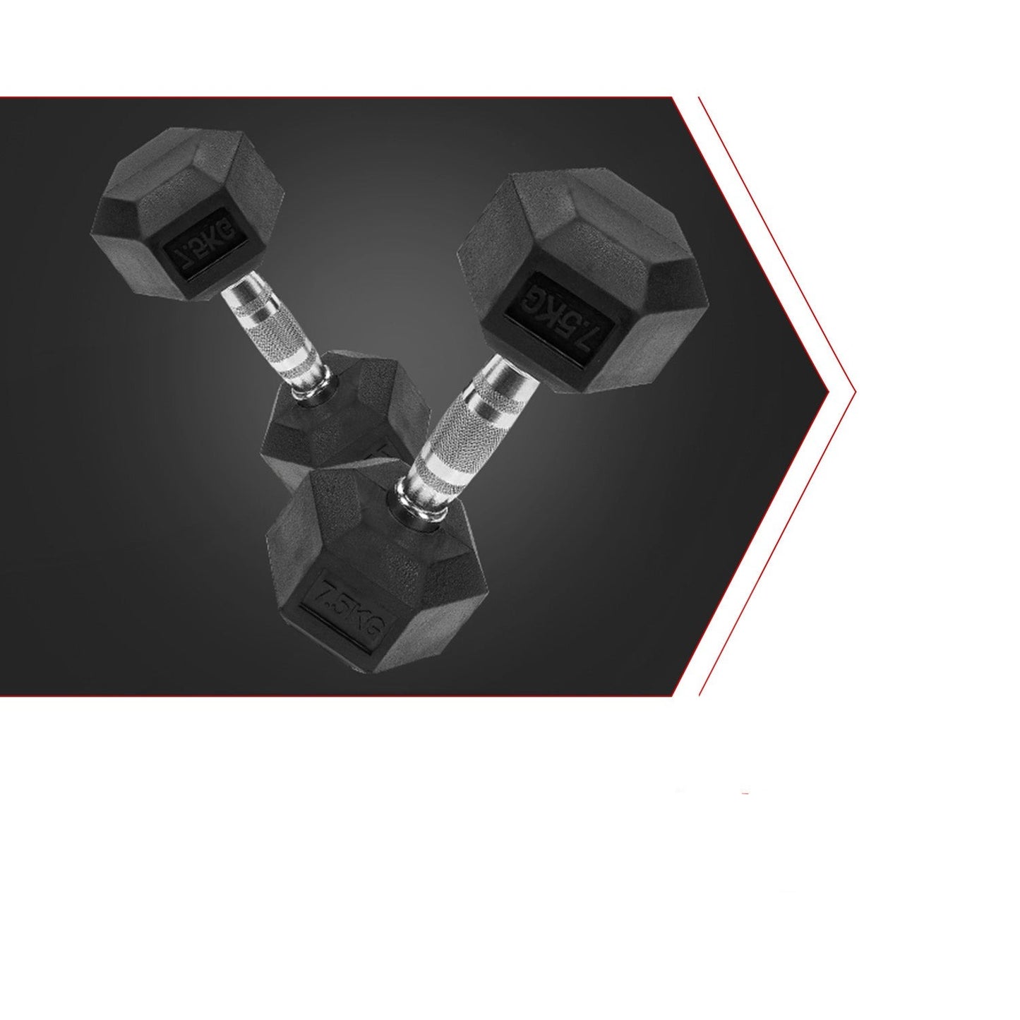 Rubber Encased Hexagonal Dumbell, 2 x 7.5 KG, Pair