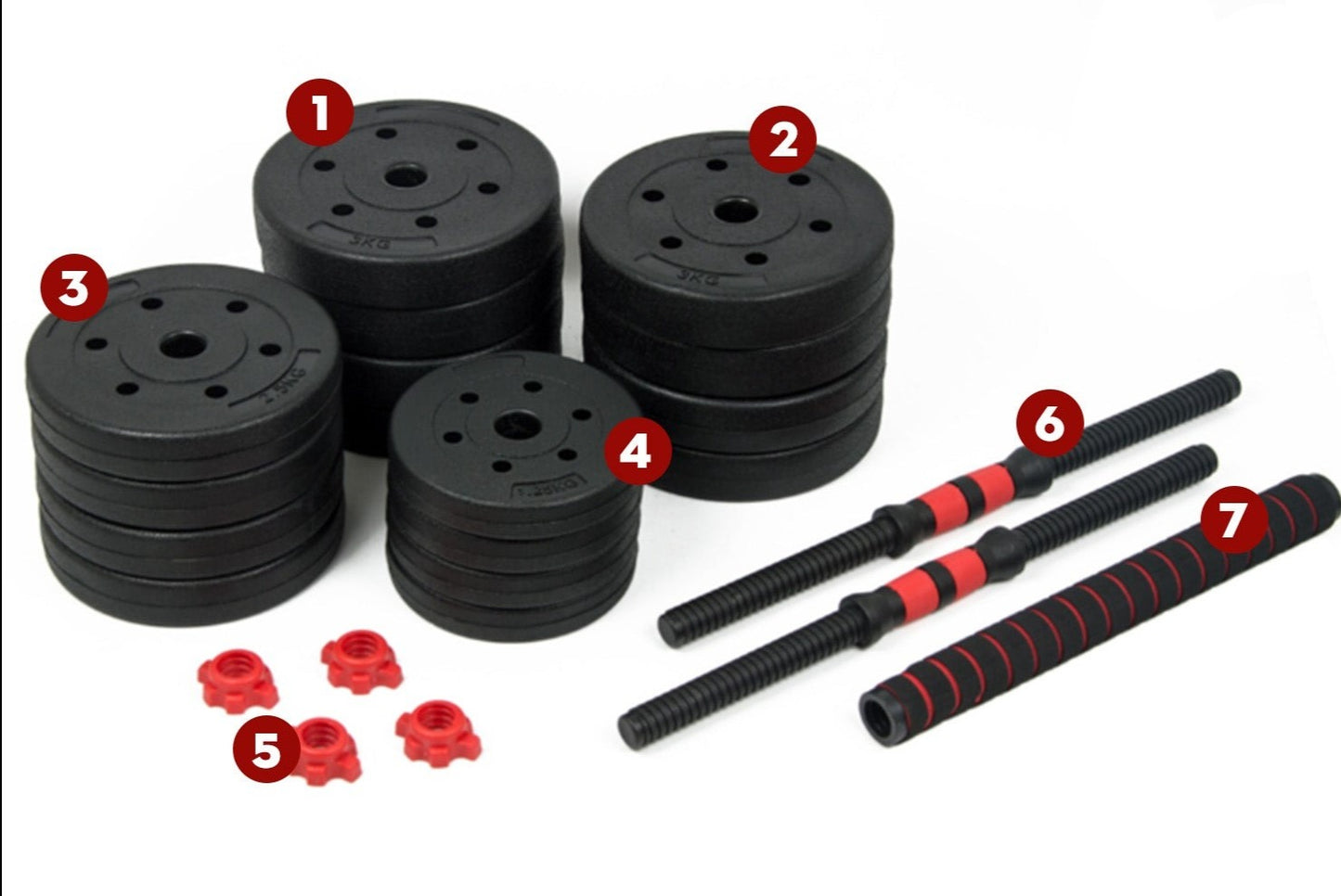 Home gym barbell and dumbbell bundle