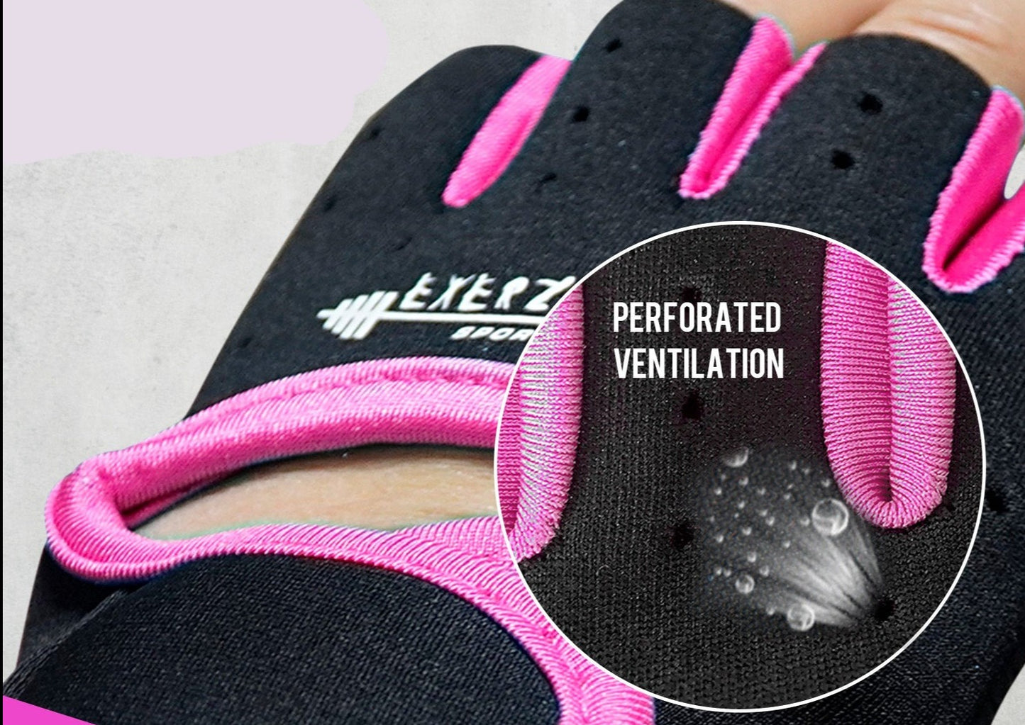 Fingerless Weightlifting Gloves Black Pink