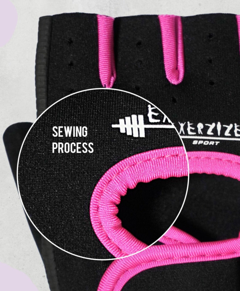 Fingerless Gym Gloves Black Pink