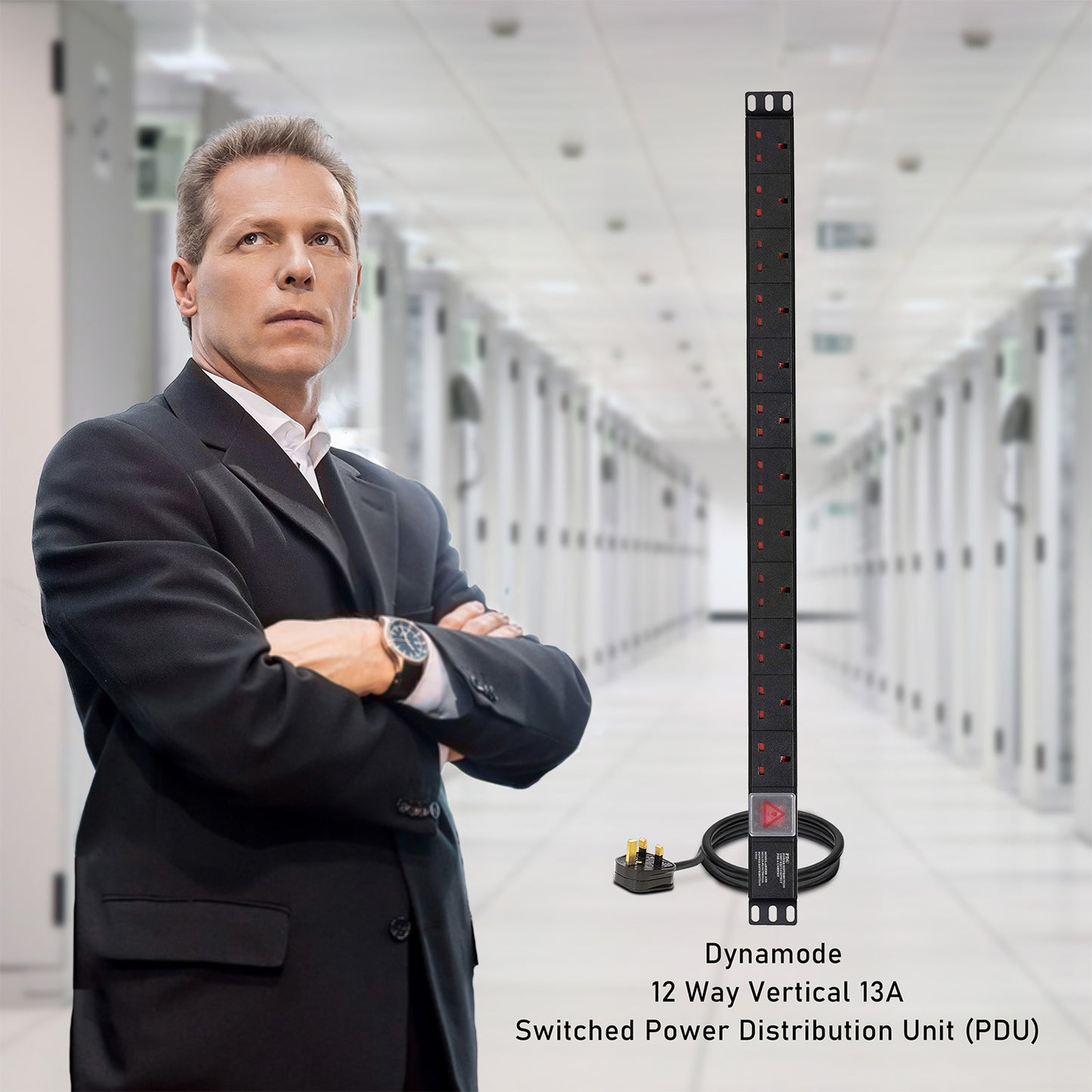 12-Way Vertical Mounted Rackmount PDU-UK Sockets/PDU-12WS-V