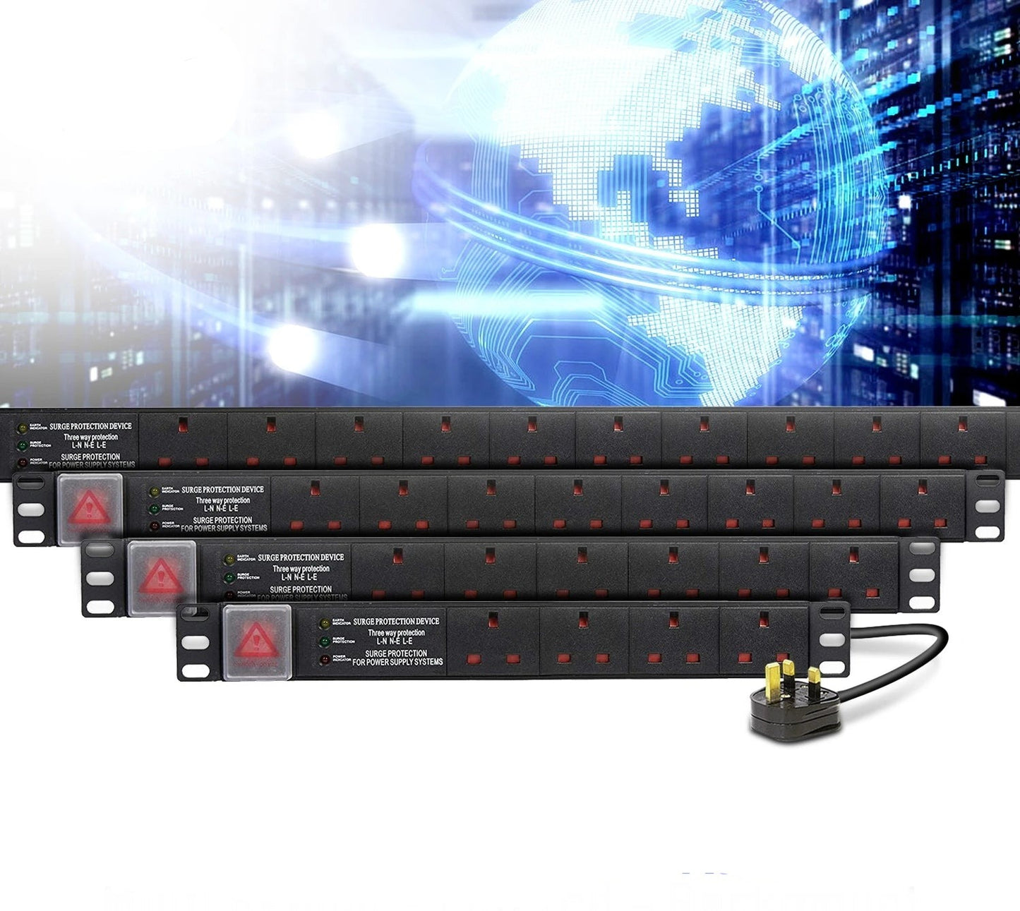 Rack-Mounted Surge Protected Outlet Strip