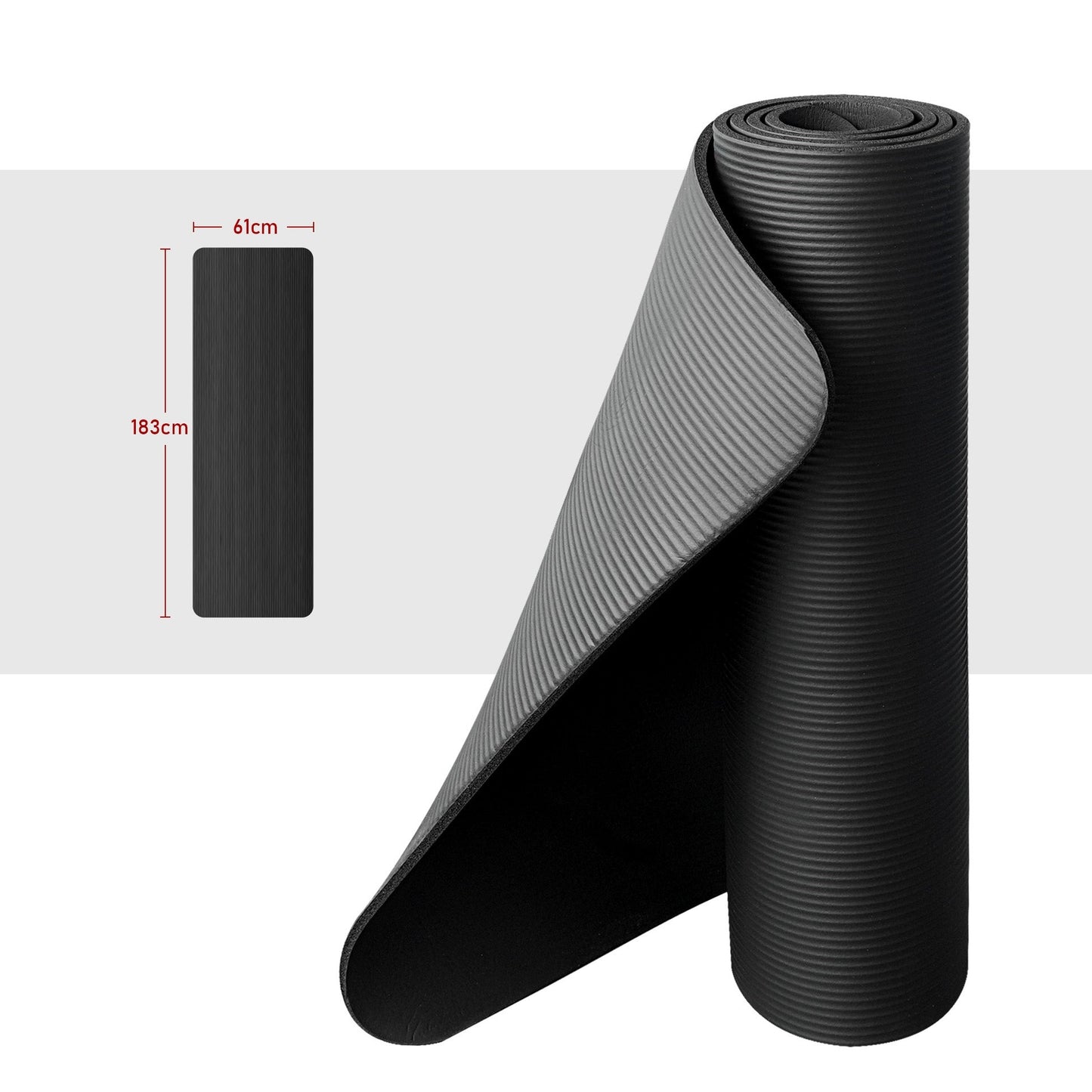Yoga Mat with Carrying Strap - Black