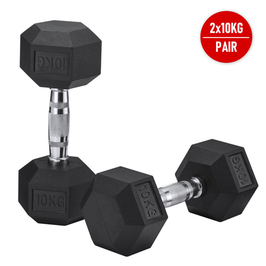 Rubber Encased Hexagonal Dumbell, 2x7,10 KG, Pair