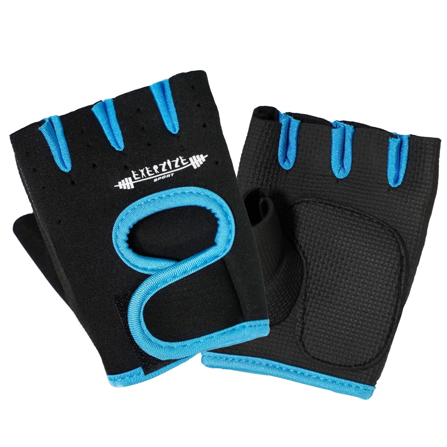 Black Blue Fingerless Gym Gloves