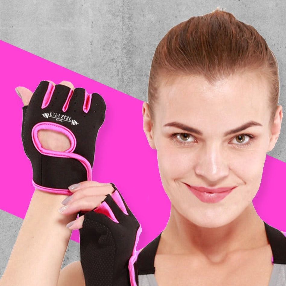 Black Pink Workout Fingerless Gloves