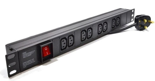 8-Way Horizontally Mounted Rackmount UK Plug PDU-IEC 13 Sockets/PDU-8WS-H-IEC-UK