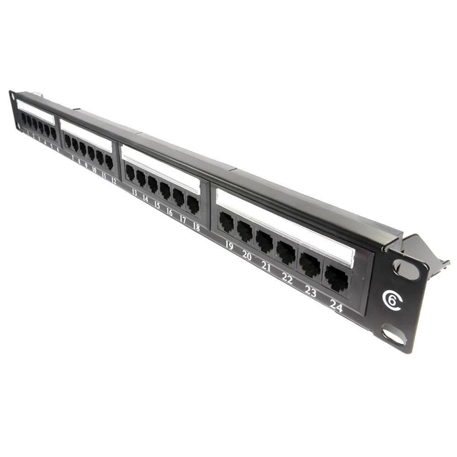 24 Port 1U Rackmount CAT6 UTP Patch Panel Plus Back Bar/PPAN-24-C6-BB