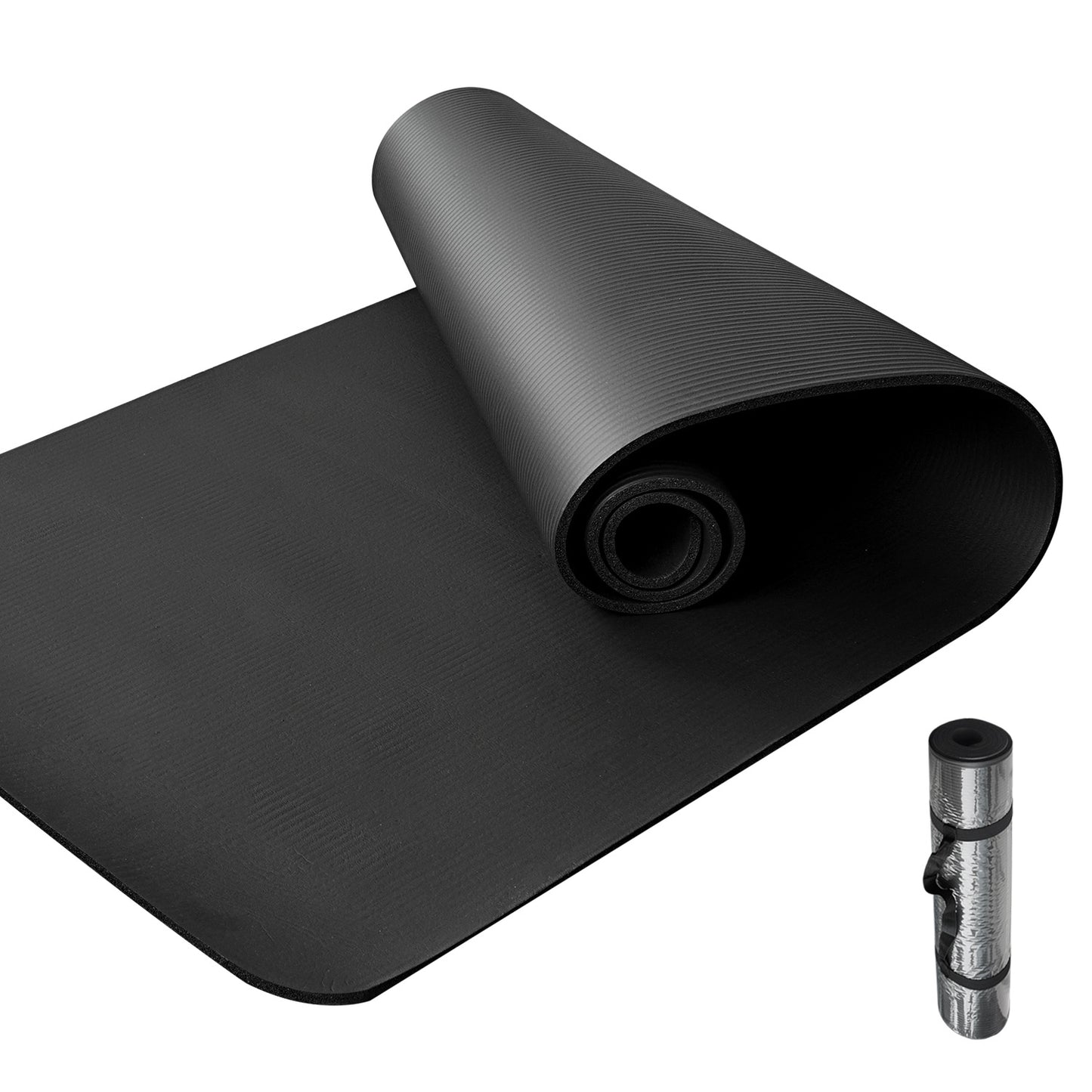 Yoga Mat with Carrying Strap - Black