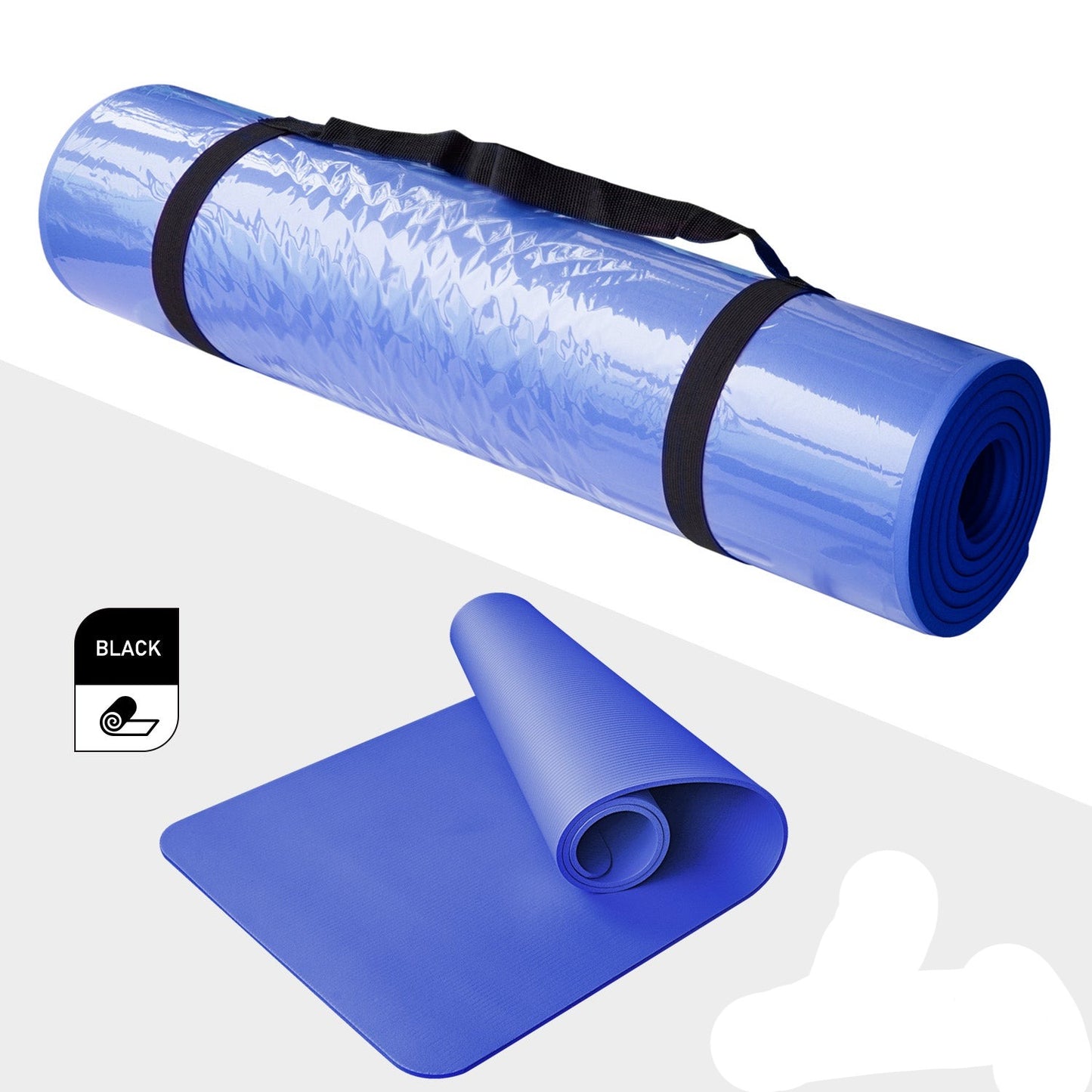 Yoga Mat with Carrying Strap - Blue