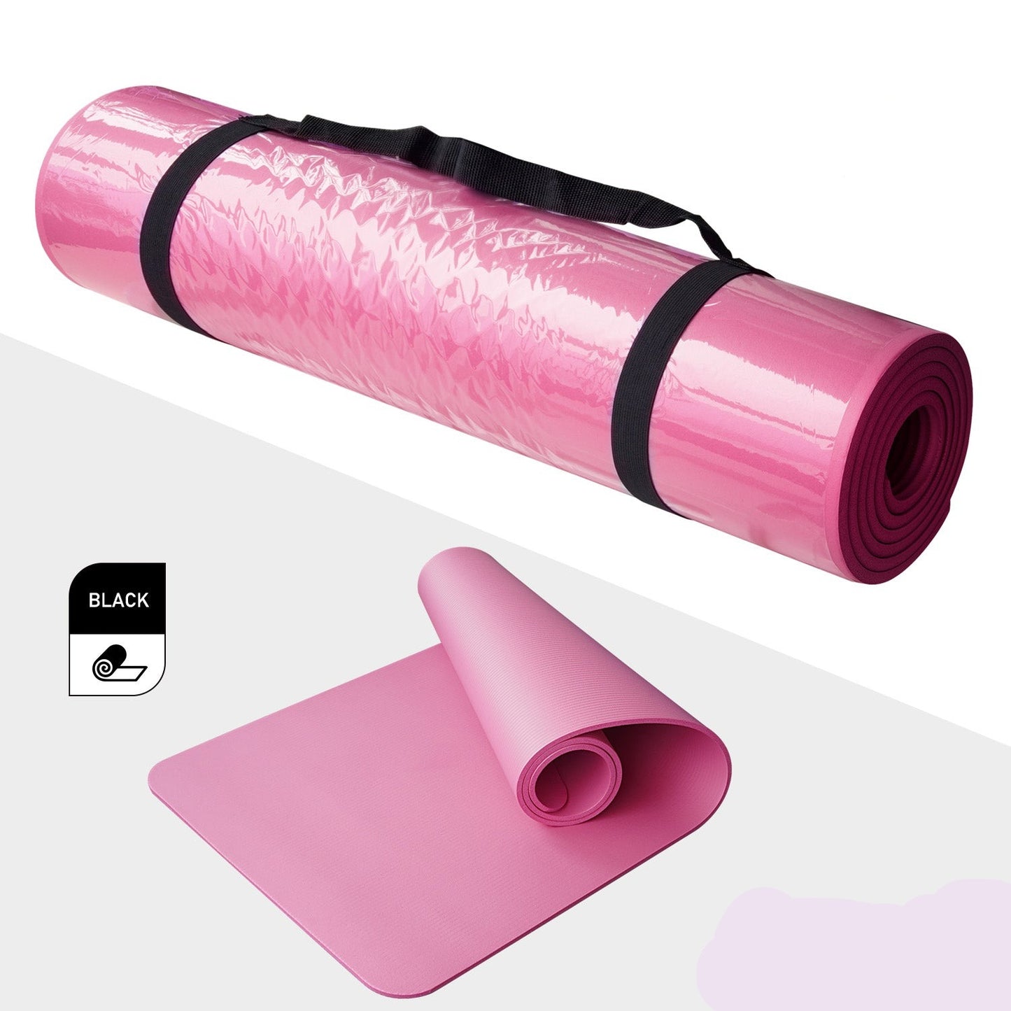 Yoga Mat with Carrying Strap - Pink