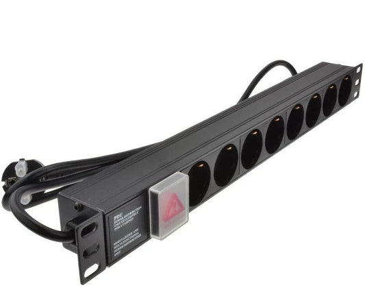 8-Way Horizontally Mounted Rackmount Schuko Plug PDU-16A Schuko Sockets/PDU-8WS-H-SCH-SCH